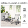 3pc Patio Rocking Chair Set, Folding Outdoor Rocking Chairs and Table Bistro Set w/ Breathable Mesh Seat & Backrest, Headrest for Park, Backyard, Garden, Cream White