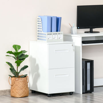 File Cabinet, Vertical Filing Cabinet with Adjustable Partition for A4 Letter Size, Lockable for Office, White