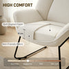 Accent Chair, Sherpa Fleece Armchair with Wide Backrest and Metal Legs, White