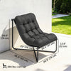 Outdoor Patio Chair, Comfy Sling Lounge Chair with Cushion, Breathable Wide Seat, Steel Frame, Dark Grey