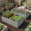 Set of 2 Galvanised Raised Garden Bed, 6 x 3 x 2 ft Metal Garden Bed with Safe Edging, Green