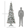 7.5 Foot Pencil Snow Flocked Artificial Christmas Tree with 950 Pine Realistic Branches, Pine Cones, Red Berries, Auto Open, Green