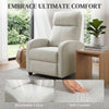Single Recliner Sofa, Manual Home Theater Seating, Single Reclining Sofa Chair with Padded Seat for Living Room, Cream White