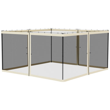 Replacement Mosquito Netting for Gazebo 13' x 13' Black Screen Walls for Canopy with Zippers for Parties and Outdoor Activities, Cream White