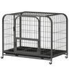 37 Inch Heavy Duty Dog Crate, Large Metal Dog Cage with Lockable Wheels and Removable Tray