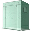 Walk-in Tomato Greenhouse Lean-to Green House with Reinforced PE Cover, Roll-up Door, Mesh Windows, Green