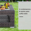 2-Tier Rattan Patio Coffee Table Wicker Patio Tea End Desk with Tempered Glass Top & Storage for Balcony, Backyard, Poolside