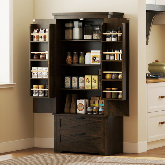Farmhouse Kitchen Pantry Storage Cabinet, 64