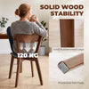 Dining Chairs Upholstered Linen-Look Kitchen Chairs Rubberwood Legs Set of 2 Grey and Brown