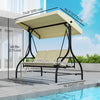Convertible Patio Swing Bed with Canopy and Cushions, 3 Seater Porch Swing for Outdoor, Backyard, Garden