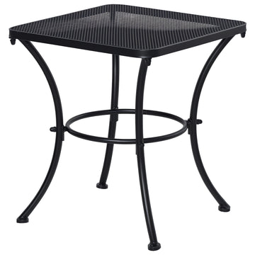 Square Outdoor Side Table, Metal Outdoor Patio Table, Garden Coffee Side Bistro Tables with Mesh Grid Top for Balcony, Porch, Backyard, 17.7