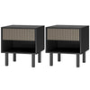 Modern Bedside Table with Drawer and Open Shelf, Sofa Side Table for Bedroom Living Room, Set of 2, Black