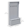 3-In-1 Hall Tree w/ Coat Rack, Shoe Storage and Bench Seat, Entryway Bench w/ 4 Hooks for Hallway, Living Room, White