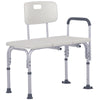 Banc de transfert réglable sur 6 niveaux pour bain et douche, chaise en aluminium avec pieds antidérapants, accoudoir et dossier, blanc