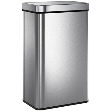 15.9 Gallon Sensor Can, Automatic Garbage Can with Soft-Close Lid, Fingerprint-Proof Stainless Steel, Silver