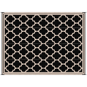 9'x12' Reversible Outdoor RV Rug, Patio Floor Mat, Plastic Straw Rug for Backyard, Deck, Beach, Camping, Black