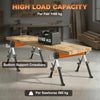 Saw Horses 2 Pack, Folding Heavy Duty Sawhorses with Adjustable Height and 2x6 Bracket, Carry Handle, Orange