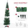 7' Pre Lit Artificial Pencil Christmas Trees, Xmas Tree with Realistic Branches and Warm White LED Lights, Green