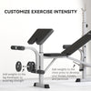 Soozier Bench Press Set Adjustable Weight Bench with Squat Rack, Preacher Curl Pad, Leg Developer and Weight Storage, Light Grey