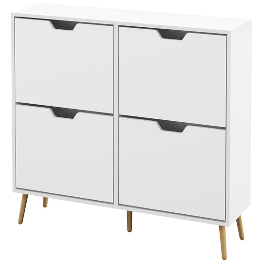 Shoe Storage Cabinet with 4 Flip Drawers and Adjustable Shelf, Shoe Cabinet for 8-16 Pairs of Shoes, White