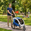 Elite II Dog Bike Trailer 2-In-1 Pet Stroller Cart Bicycle Wagon Cargo Carrier Attachment for Travel with Suspension and Storage Pockets, Light Grey