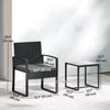 Outdoor Bistro Set, 3 Piece Wicker Patio Furniture Set with Glass Top Table and Cushions for Porch, Balcony, Dark Grey
