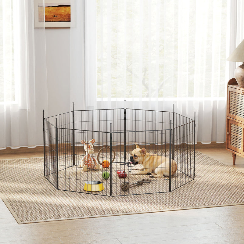Dog Playpen for Indoor Outdoor use, Heavy Duty Dog Fence with Door, 23.6