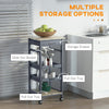 Rolling Kitchen Island Cart, Mobile Utility Storage Cart with Drawer, Wire Storage Basket, Removable Tray, Grey