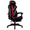 Chaise de gaming ergonomique style course avec repose-pieds, appuie-tête, siège pivotant inclinable à dossier haut et hauteur réglable, noir et rouge