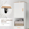 Bathroom Storage Cabinet with Cupboards and Drawer, Floor Free Standing Linen Tower, Tall Slim Side Organizer Shelves, White