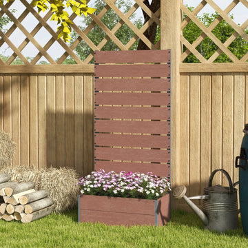 Raised Garden Bed with Trellis, Freestanding Elevated Planter Box for Climbing Vines, 28