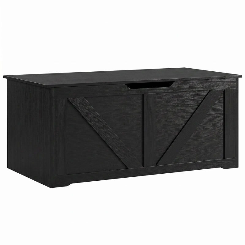 39.4 Inches Storage Chest, Storage Trunk with 2 Safety Hinges for Living Room, White Wood Grain