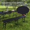6FT 3PCS Faux Rattan Outdoor Camping Table Bench Set with Carrying Handles, Folding Picnic Table with 2 Benches, Black