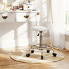 PU Leather Rolling Stool, Height Adjustable Swivel Salon Chair with Backrest and Foot Rest for Spa, Tattoo, White