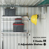 5x7 Garden Shed, Lean-to Metal Storage with Foundation, Sliding Door & 2 Vents for Garden Tools, Green