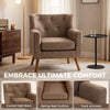PU Leather Accent Chair, Mid Century Modern Armchair with Spring Seat Cushion, Tufted Back, Wood Legs, Brown
