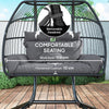 Double Wicker Egg Swing Chair with Stand, Foldable Hanging Egg Chair with UV Resistant Cushion, Headrest, Dark Grey