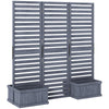 Outdoor Privacy Screen Wood Privacy Panel with 4 Planter Boxes, Raised Bed with 3 Panels, Drainage Holes