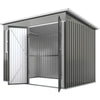 8.5' x 6' Galvanised Steel Outdoor Storage Shed, Garden Shed with Window, Lockable Wide Doors and Air Vents
