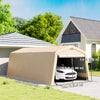 12' x 20' Portable Garage, Heavy Duty Carport Canopy with Ventilation Windows and Large Roll-up Door, Khaki