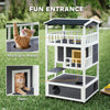 4-Floor Wood Outdoor Cat House Catio for Cats with Condo, Fun Entrances, Perch