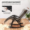 2 in 1 Adjustable Zero Gravity Reclining Lounge Chair Garden Recliner and Rocker Foldable Sun Lounger Napping Seat w/ Headrest & Tray Brown
