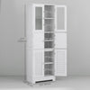 Freestanding Bathroom Cabinet with Glass/Louvred Doors, Tall Bathroom Cabinet for Kitchen, Study, Living Room