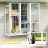 Wooden Catio Outdoor, Cat Window Box Enclosure for 2-3 Large Cats with 2 Jumping Platforms & Scratching Post, White