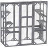 Outdoor Cat Enclosure with 6 Jumping Platforms, Weatherproof Roof, Large Front Door for 1-3 Cats, 59
