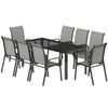 Outdoor Dining Sets for 8 with Stackable Chairs, Patio Dining Set with Glass Top Table for Garden, Patio, Backyard, Light Grey