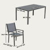 7 Piece Outdoor Dining Set with 6 Stackable Chairs, Rectangle Table, WPC Slatted Top, Rust-Resistant Steel Frame