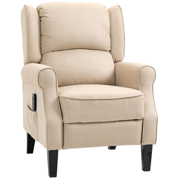 Massage Recliner Chair for Living Room, Push Back Recliner Sofa, Suede Wingback Reclining Chair with Extendable Footrest, Wood Legs, Remote Control, Side Pockets