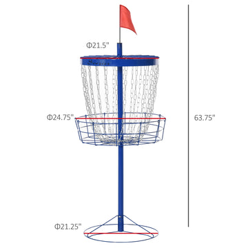 Panier d'entraînement portatif Soozier à 24 chaînes pour golf disque, support cible facile à assembler et léger avec sac de transport, bleu profond