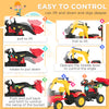 3 in 1 Kids Ride On Excavator Toy with 6 Wheels, Bulldozer with Controllable Cargo Trailer & Easy Pedal Controls